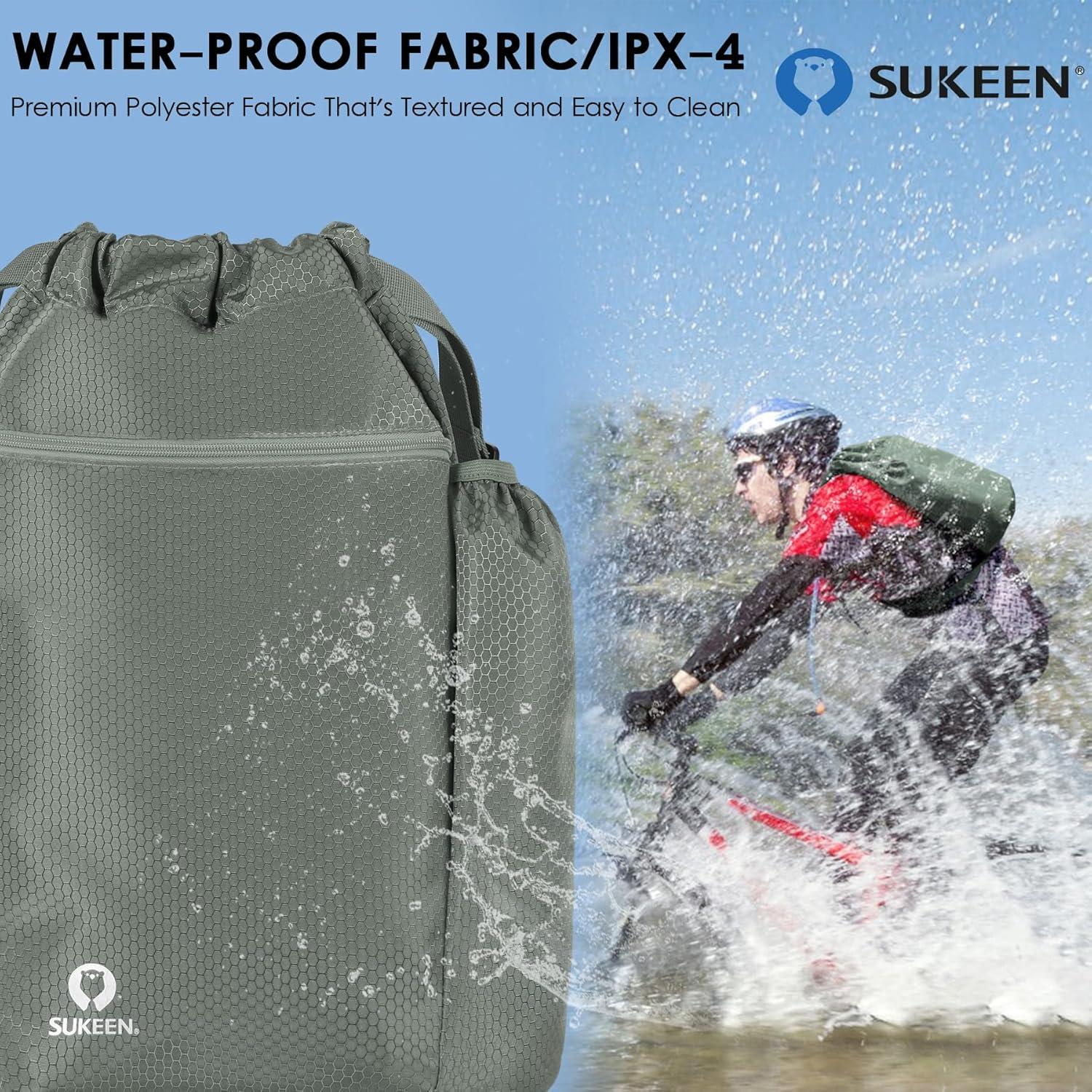 imageSukeen Drawstring Backpack Swim Bag Lightweight String Backpack for Beach Pickleball Swimming Pool Gym Workout Gear Sport