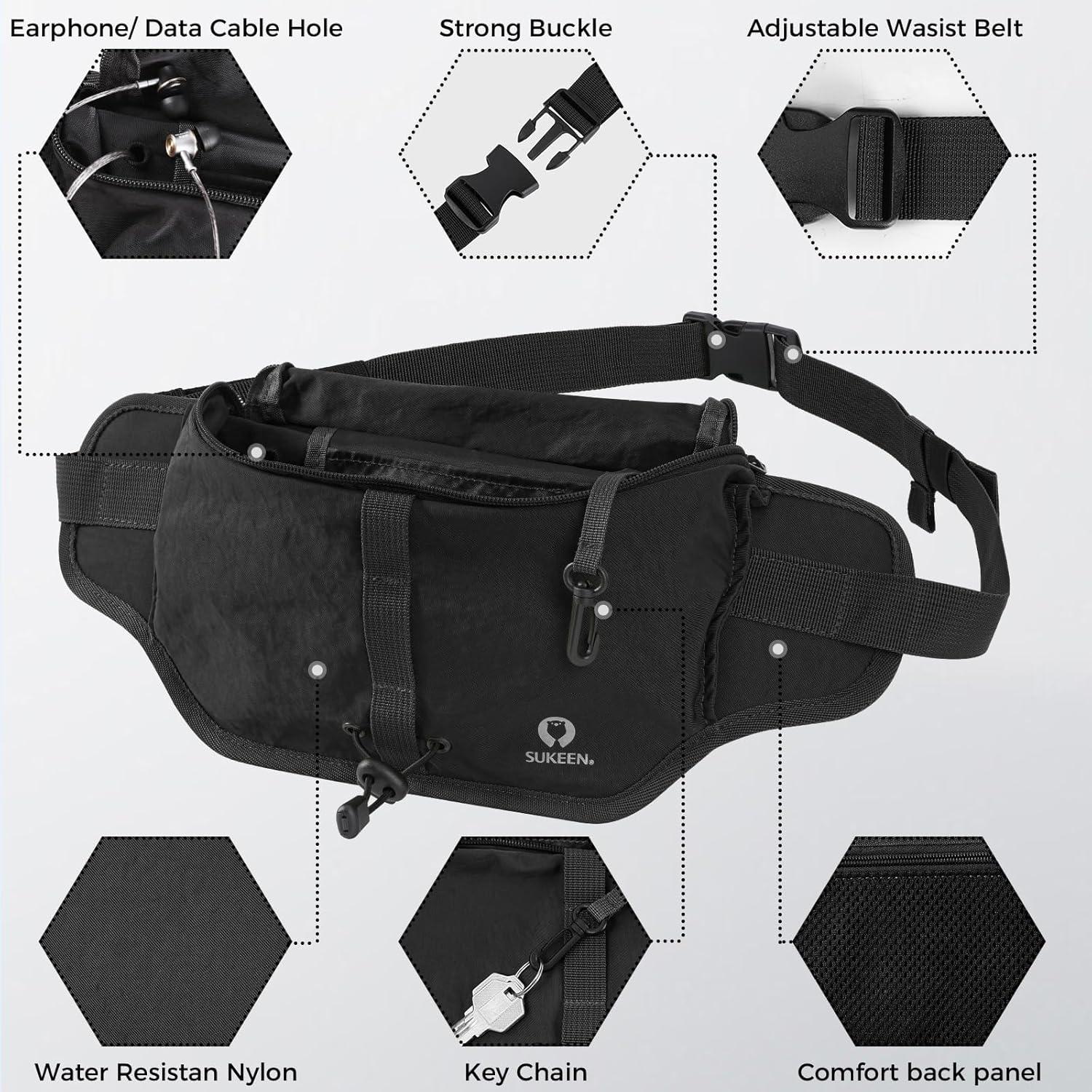 imageSukeen Hiking Waist Packs PortableWater Resistant Fanny Bag with Adjustable Strap For Outdoors Workout Traveling Cycling Dog Walking