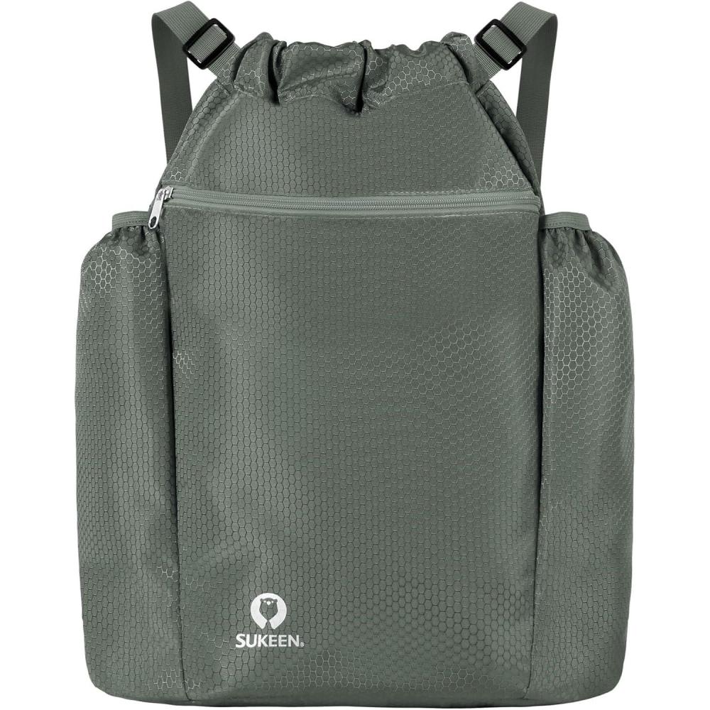 imageSukeen Drawstring Backpack Swim Bag Lightweight String Backpack for Beach Pickleball Swimming Pool Gym Workout Gear Sport