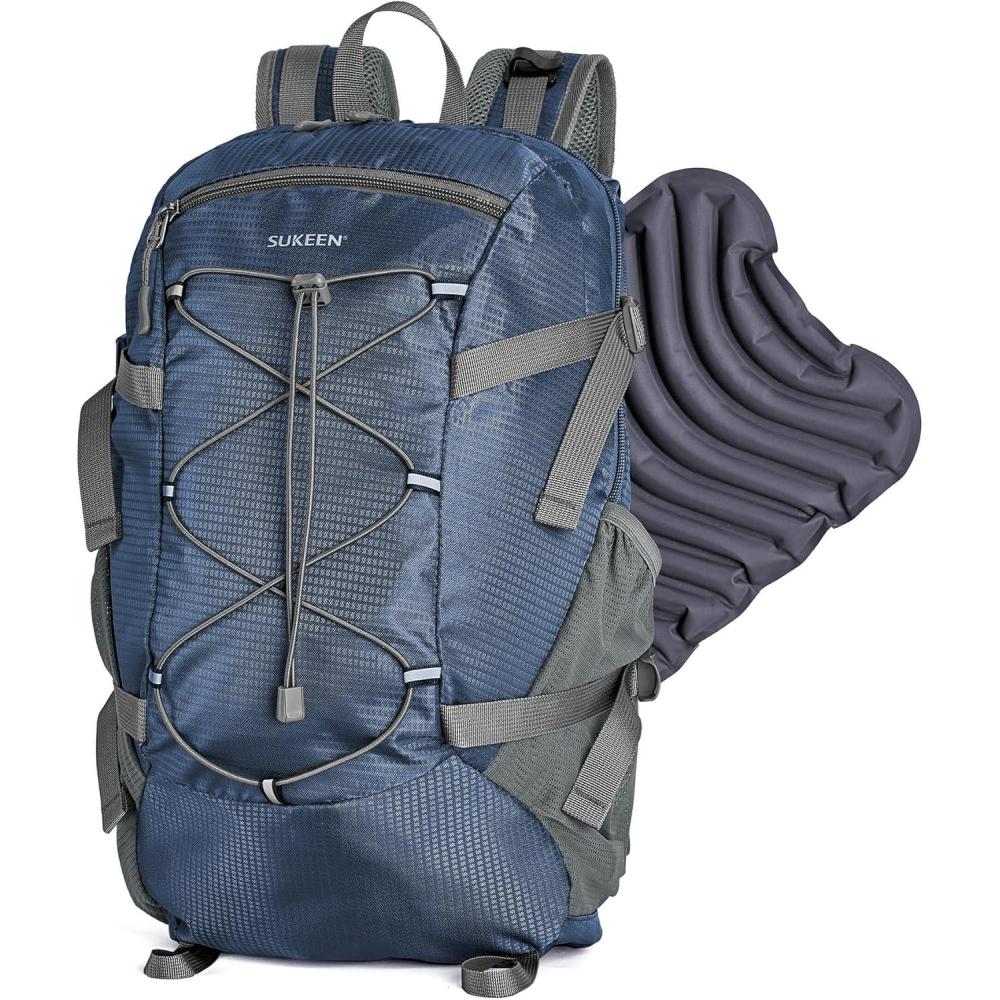 imageSukeen Hiking Backpack Packable Lightweight 30L Backpack Wear Resistant Daypack for Outdoor Travel Camping CyclingDark Blue