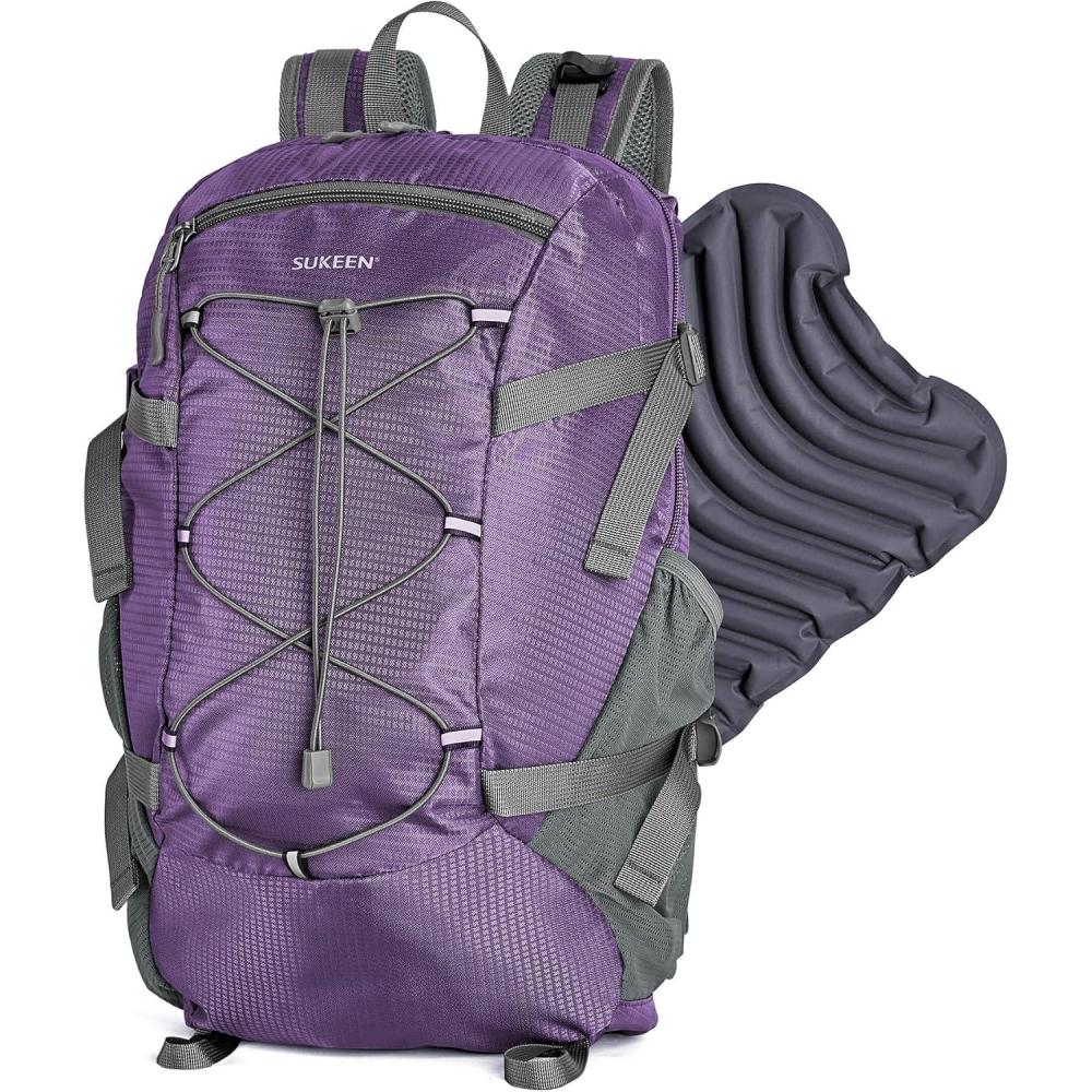 imageSukeen Hiking Backpack Packable Lightweight 30L Backpack Wear Resistant Daypack for Outdoor Travel Camping CyclingDark Purple