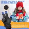 imageSukeen Kids 5 Winter Gloves for Boys Girls Windproof Ski Gloves AntiSlip Cold Weather Glove with Thick Plush for OutdoorBlack