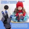 imageSukeen Kids 5 Winter Gloves for Boys Girls Windproof Ski Gloves AntiSlip Cold Weather Glove with Thick Plush for OutdoorGrey