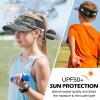 imageSukeen Kids Sun Visor Hats for Girls BoysLightweight Sports Hat UPF50 Sun Hat Cooling Headwear Visor for Running OutdoorsGrey Black