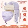 imageSukeen Kids Trapper Hat for Girls Boy Windproof Kids Warm Hat FurLined Earflap Hat with Mask for Cold Snow WeatherLight Purple