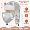 imageSukeen Kids Trapper Hat for Girls Boy Windproof Kids Warm Hat FurLined Earflap Hat with Mask for Cold Snow WeatherSilver