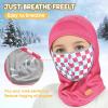 imageSukeen Kids Winter Balaclava Ski Mask for Girls Boys Breathable Face Mask Warmer Face Cover with Neck Gaiters for OutdoorRose Red