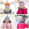 imageSukeen Kids Winter Hat Scarf Set for Girls Boys Antistatic kids Warm Hat Antipilling Earflap Hat for Cold WeatherLight Graynavy Blue