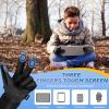 imageSukeen Kids Winter Warm Gloves for Boys Girls Windproof PU Cold Weather Gloves Aged 414 AntiSlip Gloves for Cycling OutdoorBlack
