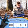 imageSukeen Kids Winter Warm Gloves for Boys Girls Windproof PU Cold Weather Gloves Aged 414 AntiSlip Gloves for Cycling OutdoorBlue