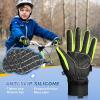 imageSukeen Kids Winter Warm Gloves for Boys Girls Windproof PU Cold Weather Gloves Aged 414 AntiSlip Gloves for Cycling OutdoorFluorescent Green
