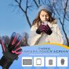 imageSukeen Kids Winter Warm Gloves for Boys Girls Windproof PU Cold Weather Gloves Aged 414 AntiSlip Gloves for Cycling OutdoorRose