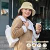 imageSukeen Oversized Winter Bucket Hat for Big Heads Large Faux Fur Bucket Hat Fluffy Warm Hat Trendy Fisherman Cap for Daily Beige