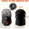 imageSukeen Trapper Hats Windproof Winter Hat Water Repellent Warm Hat Lightweight Earflap Hat with Mask for Cold Snow WeatherBlack