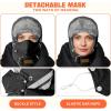 imageSukeen Trapper Hats Windproof Winter Hat Water Repellent Warm Hat Lightweight Earflap Hat with Mask for Cold Snow WeatherBlack