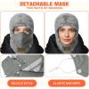imageSukeen Trapper Hats Windproof Winter Hat Water Repellent Warm Hat Lightweight Earflap Hat with Mask for Cold Snow WeatherGrey