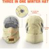 imageSukeen Trapper Hats Windproof Winter Hat Water Repellent Warm Hat Lightweight Earflap Hat with Mask for Cold Snow WeatherLight Yellow