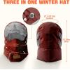 imageSukeen Trapper Hats Windproof Winter Hat Water Repellent Warm Hat Lightweight Earflap Hat with Mask for Cold Snow WeatherRed