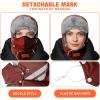 imageSukeen Trapper Hats Windproof Winter Hat Water Repellent Warm Hat Lightweight Earflap Hat with Mask for Cold Snow WeatherRed