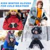 imageSukeen Windproof Kids Winter Gloves Soft Warm Touchscreen AntiSlip Boys Winter Gloves for Kids Boys Girls Youth Snow Ski Running Cycling OutdoorBlack
