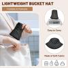 imageSukeen Winter Bucket Hat Women Men Lightweight Cotton Filled Warm Hat Waterproof Adjustable Fisherman Hat for Hiking TravelBlack
