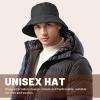 imageSukeen Winter Bucket Hat Women Men Lightweight Cotton Filled Warm Hat Waterproof Adjustable Fisherman Hat for Hiking TravelBlack
