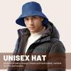 imageSukeen Winter Bucket Hat Women Men Lightweight Cotton Filled Warm Hat Waterproof Adjustable Fisherman Hat for Hiking TravelBlue