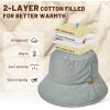 imageSukeen Winter Bucket Hat Women Men Lightweight Cotton Filled Warm Hat Waterproof Adjustable Fisherman Hat for Hiking TravelGrey