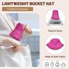 imageSukeen Winter Bucket Hat Women Men Lightweight Cotton Filled Warm Hat Waterproof Adjustable Fisherman Hat for Hiking TravelRose Red