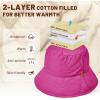 imageSukeen Winter Bucket Hat Women Men Lightweight Cotton Filled Warm Hat Waterproof Adjustable Fisherman Hat for Hiking TravelRose Red