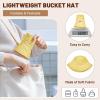 imageSukeen Winter Bucket Hat Women Men Lightweight Cotton Filled Warm Hat Waterproof Adjustable Fisherman Hat for Hiking TravelYellow