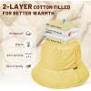 imageSukeen Winter Bucket Hat Women Men Lightweight Cotton Filled Warm Hat Waterproof Adjustable Fisherman Hat for Hiking TravelYellow