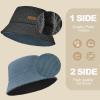 imageSukeen Winter Bucket Hat for Women Men Double Side Wear Warm Hat Faux Fur Plush Winter Hat Trendy Fisherman Cap for DailyBlacknavy Blue
