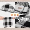 imageSukeen Womens Winter Beanie Hat Scarf Set Elastic Snow Skull Cap Prints Warm Soft Hat for Cold WeatherBlack and White Plaid