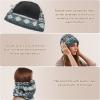 imageSukeen Womens Winter Beanie Hat Scarf Set Elastic Snow Skull Cap Prints Warm Soft Hat for Cold WeatherBlue Gray