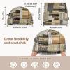imageSukeen Womens Winter Beanie Hat Scarf Set Elastic Snow Skull Cap Prints Warm Soft Hat for Cold WeatherBlue and Green Stripes