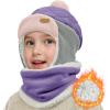 imageSukeen Kids Winter Hat Scarf Set for Girls Boys Antistatic kids Warm Hat Antipilling Earflap Hat for Cold WeatherPurplelight Gray