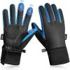 imageSukeen Kids Winter Warm Gloves for Boys Girls Windproof PU Cold Weather Gloves Aged 414 AntiSlip Gloves for Cycling OutdoorBlue