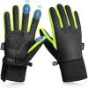 imageSukeen Kids Winter Warm Gloves for Boys Girls Windproof PU Cold Weather Gloves Aged 414 AntiSlip Gloves for Cycling OutdoorFluorescent Green
