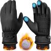 imageSukeen Winter Warm Gloves for Men WomenWindproof Ski Gloves AntiSlip Touch Screen Snow Glove with Thick Plush for OutdoorBlack