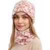 imageSukeen Womens Winter Beanie Hat Scarf Set Elastic Snow Skull Cap Prints Warm Soft Hat for Cold WeatherPink Leopard