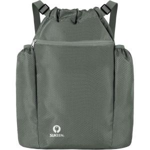 imageSukeen Drawstring Backpack Swim Bag Lightweight String Backpack for Beach Pickleball Swimming Pool Gym Workout Gear Sport