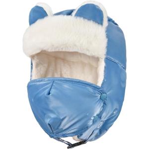 imageSukeen Kids Trapper Hat for Girls Boy Windproof Kids Warm Hat FurLined Earflap Hat with Mask for Cold Snow WeatherBlue