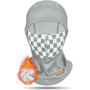 imageSukeen Kids Winter Balaclava Ski Mask for Girls Boys Breathable Face Mask Warmer Face Cover with Neck Gaiters for OutdoorGrey