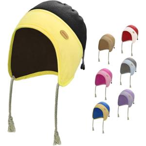 imageSukeen Kids Winter Beanie Hat for Girls Boys Antistatic Kids Warm Earflap Hat Polar Fleece Peruvian Inner Hat for OutdoorBlackyellow
