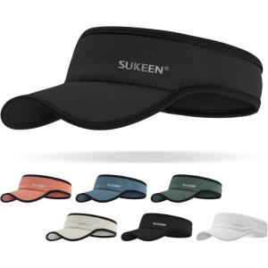 imageSukeen Sport Performance Visor hat for Women MenLightweight Sun Hats Packable Empty Top Cap for Sun Protection and OutdoorBlack