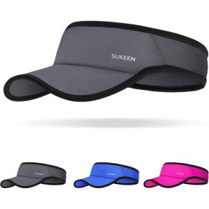 imageSukeen Sport Performance Visor hat for Women MenLightweight Sun Hats Packable Empty Top Cap for Sun Protection and OutdoorDark Grey