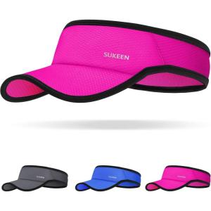 imageSukeen Sport Performance Visor hat for Women MenLightweight Sun Hats Packable Empty Top Cap for Sun Protection and OutdoorRose Red