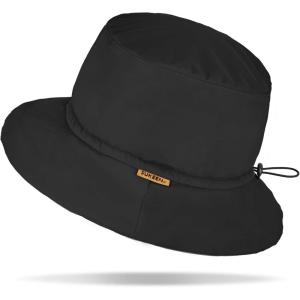 imageSukeen Winter Bucket Hat for Women Men Lightweight Insulated Warm Hat Waterproof Adjustable Fisherman Hat for Hiking Travel Black