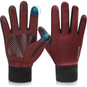 imageSukeen Winter Gloves Men Women Touchscreen AntiSlip Sports Gloves Lightweight Cold Weather Warm Gloves for Running CyclingRed